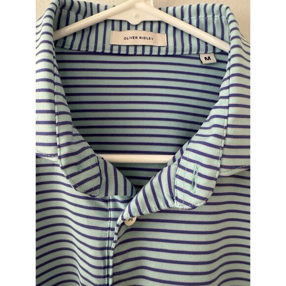 OLiVER RiDLEY Blue Striped Athletic Golf‎ Polo Shirt Size Medium - Picture 3 of 7